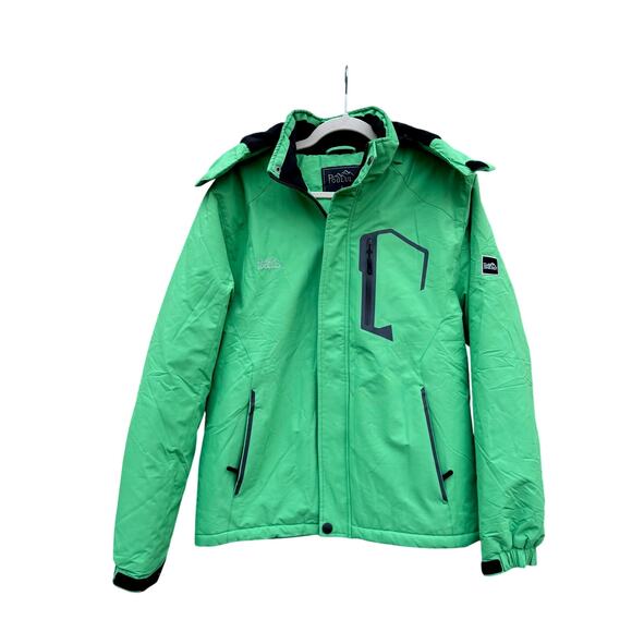 Pooluly jacket Ski Snowboard Winter Waterproof Green Hooded coat women’s Large - Picture 2 of 6